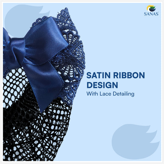 SANAS (1 Pc) Hair Clip Juda Net Elegant Blue Ribbon Hair Accessories for Women (1 Pc)