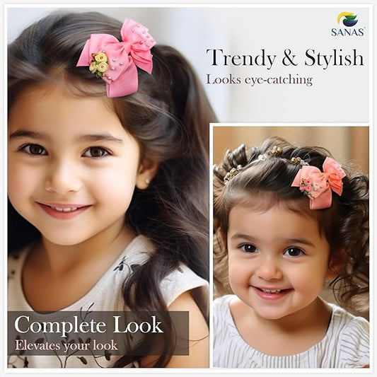 Sanas floral bow hair clips for girls and women
