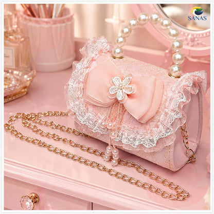 SANAS Pink Party Sling Bag with Pearl Handle