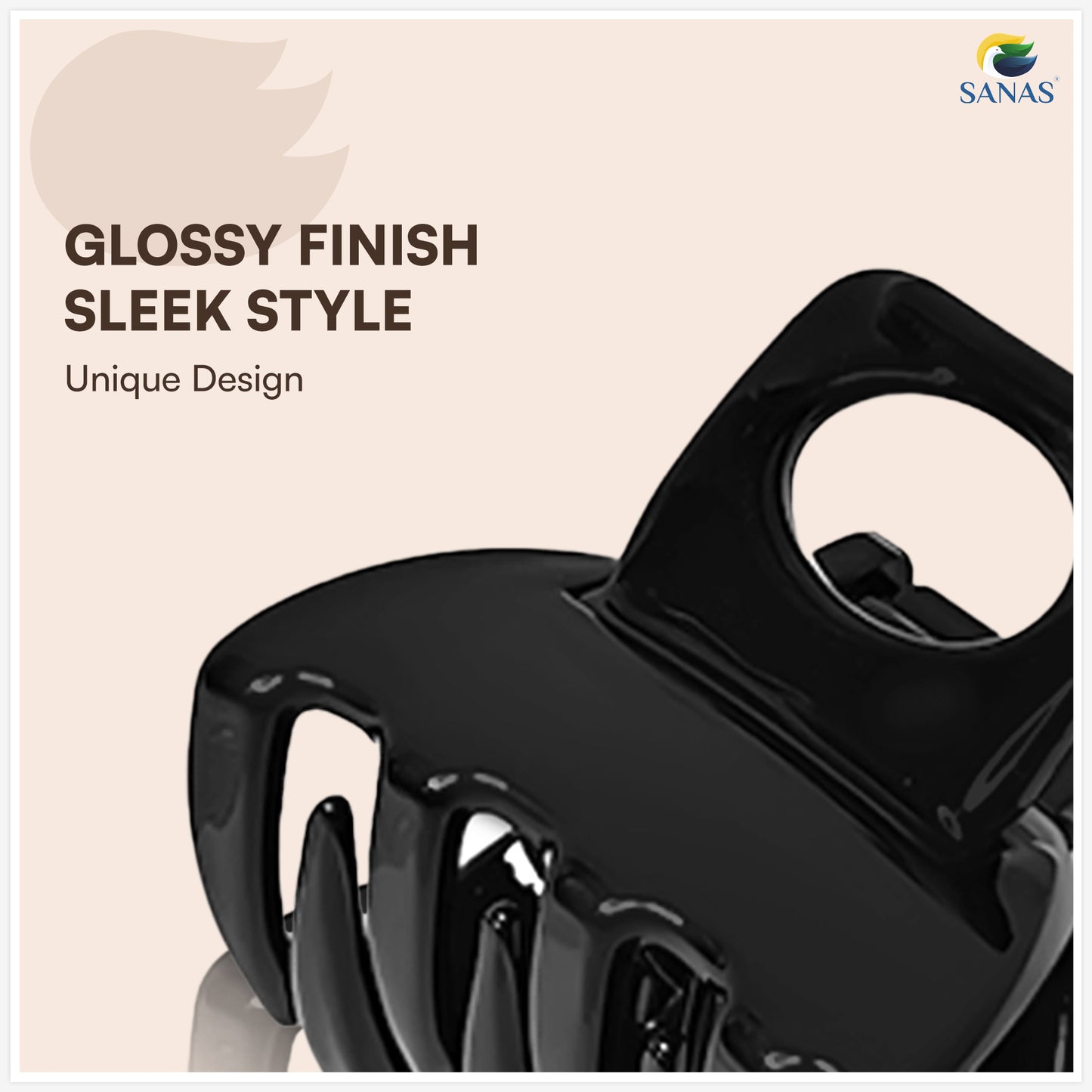 SANAS (3 Pcs) Hair Claw Clips Stylish Aesthetic Clutchers Cute Hair Accessories for Women and Girls Black Brown and Dual Tone (3 Pcs)