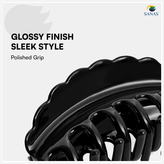 SANAS (2 Pcs) Hair Claw Clips Stylish Aesthetic Fashion Hair Accessories for Women and Girls Elegant Black and Dual Tone (2 Pcs)