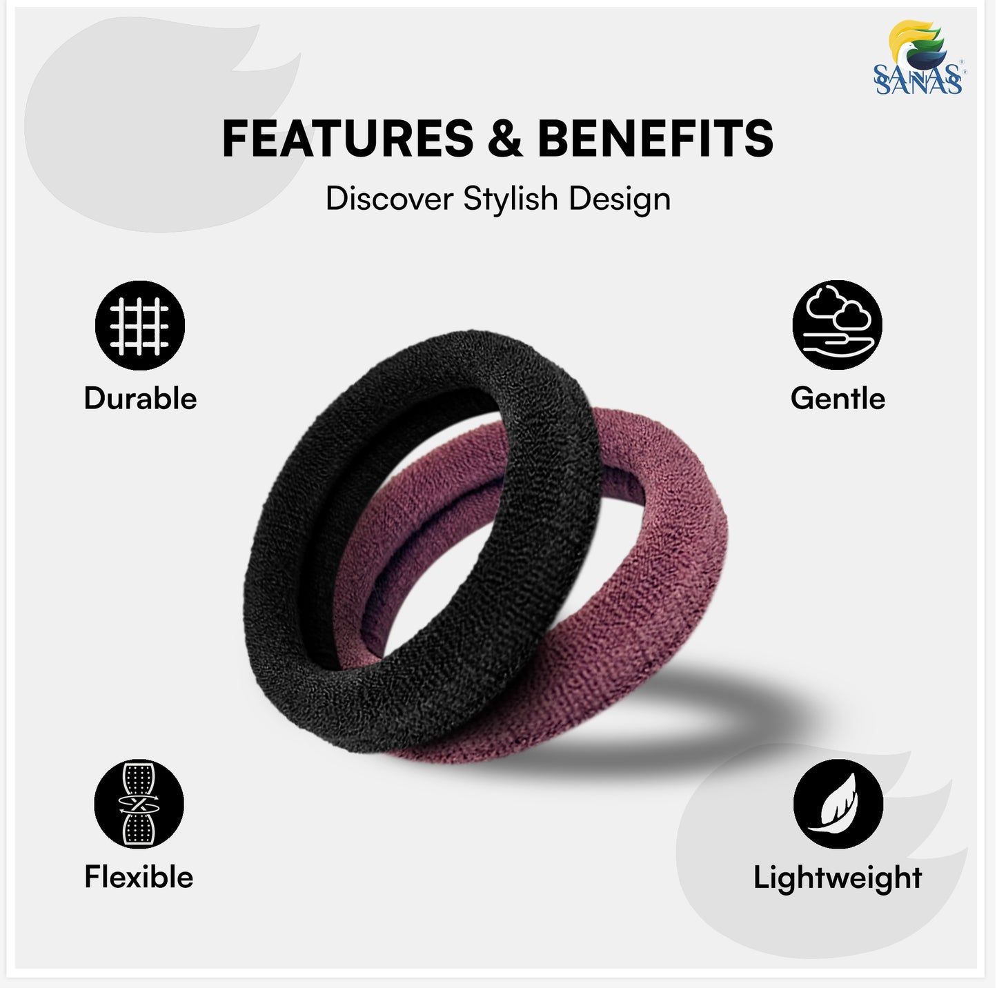 Hair accessories set with multicolour elastic bands