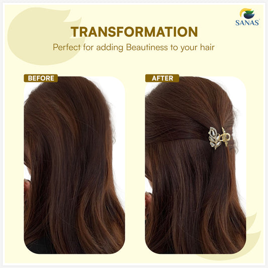 Small Claw Clip for Women Golden Crystal Hair Accessory