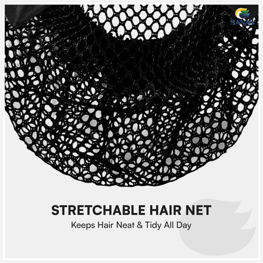 Sanas Plain Barrette Bow Net (Jet Black) 1 Pc