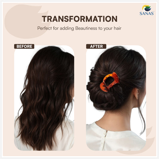 Sanas Small Square Bun Clip For Women 4 Pcs