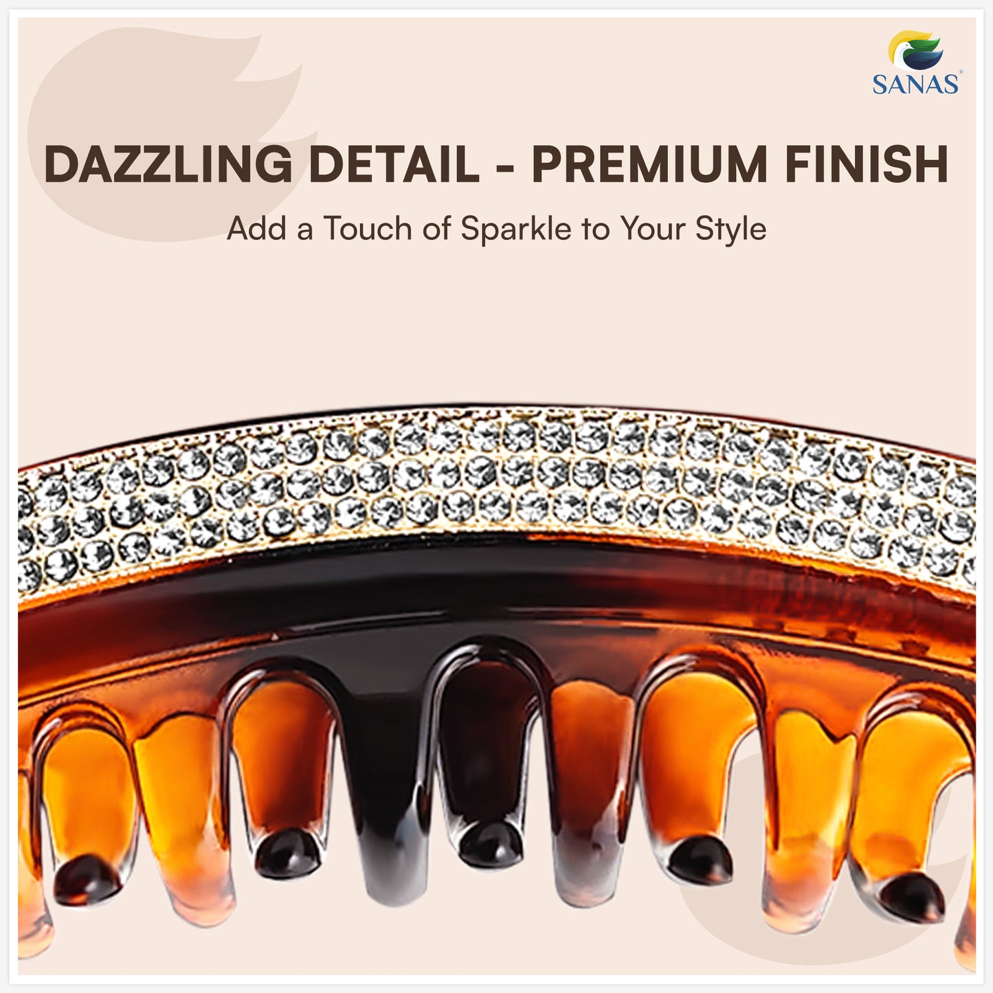 Sanas Rhinestone Banana Hair Clip For Women 1Pc