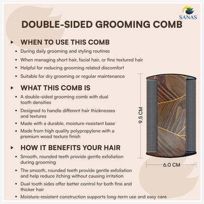 Sanas Comb Set For Women (7Pcs) Wood-Like Plastic Wooden Comb