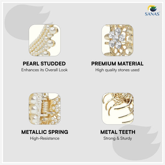 Butterfly Clips for Hair – Premium Gold Butterfly Hair Accessories with Pearl & Tassel, Strong Metal Butterfly Claw Clips for Women & Bridal Styling | Pick Any 3 Styles | Wedding & Party Wear Butterfly Hair Clutcher