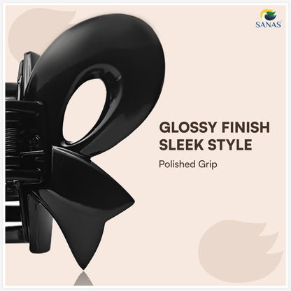 SANAS (3 Pcs) Bow Hair Clips Stylish Clutchers Aesthetic Claw Clips Hair Accessories for Women and Girls Black Brown and Dual Tone (3 Pcs)