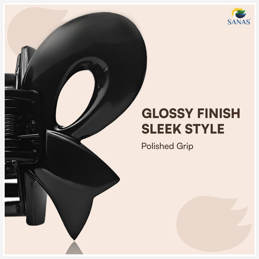 SANAS (3 Pcs) Bow Hair Clips Stylish Clutchers Aesthetic Claw Clips Hair Accessories for Women and Girls Black Brown and Dual Tone (3 Pcs)