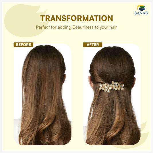 Sanas Flower Rhinestone Barrette For Women 1 Pc