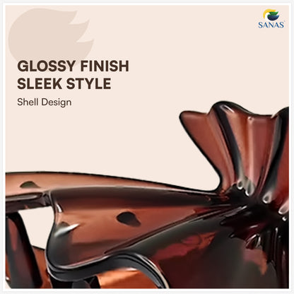 SANAS (3 Pcs) Shell Design Hair Claw Clips Stylish Aesthetic Clutchers Hair Accessories for Women and Girls Versatile 3 Shades (3 Pcs)