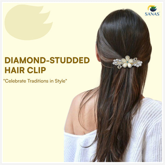 Sanas Golden Crystal Barrette For Women 1 Pc