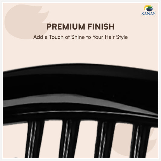 Product packaging with 'SANAS' branding, featuring a black hair product on a beige background.