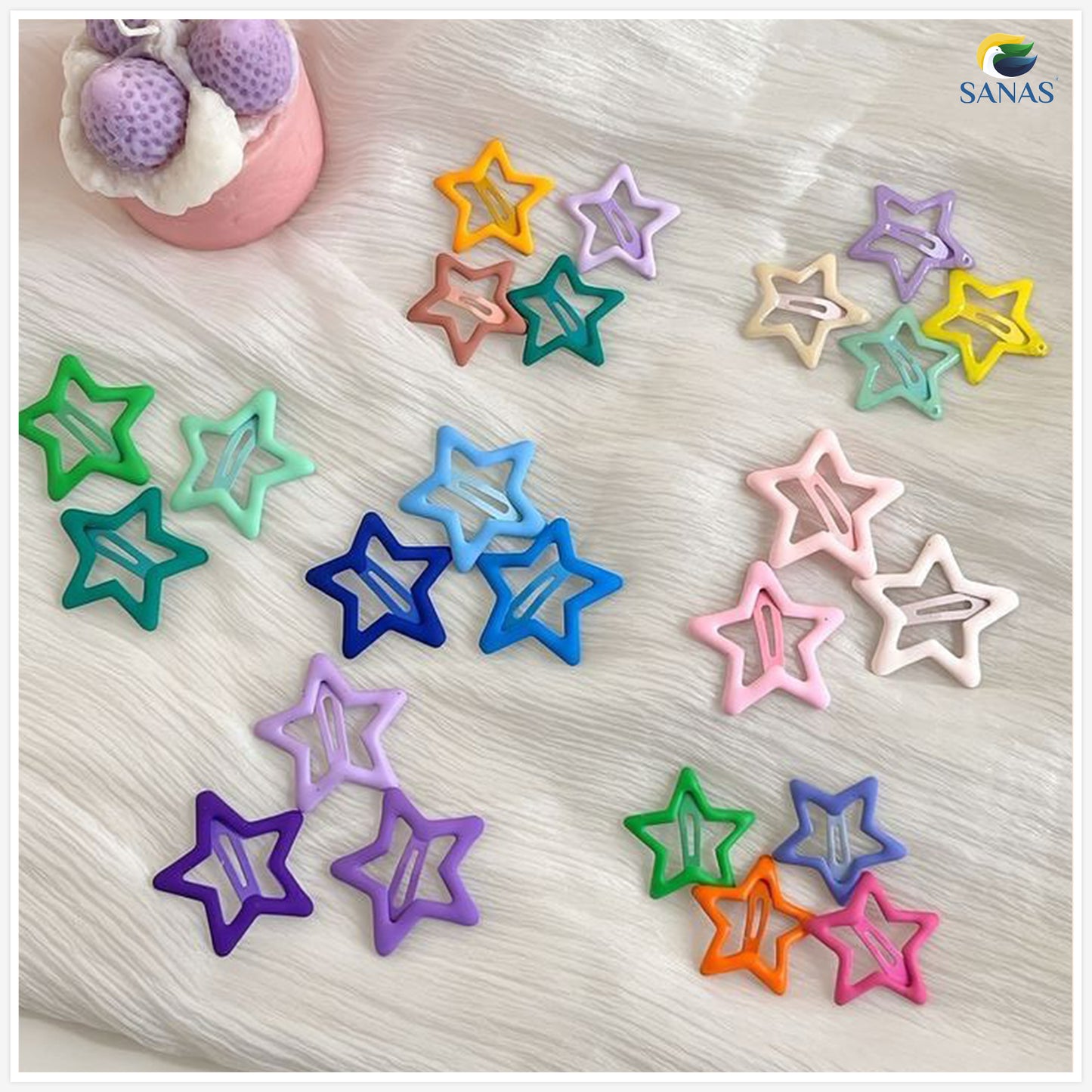 Sanas Multicolor Star Tic-Tac Clips Set of 40