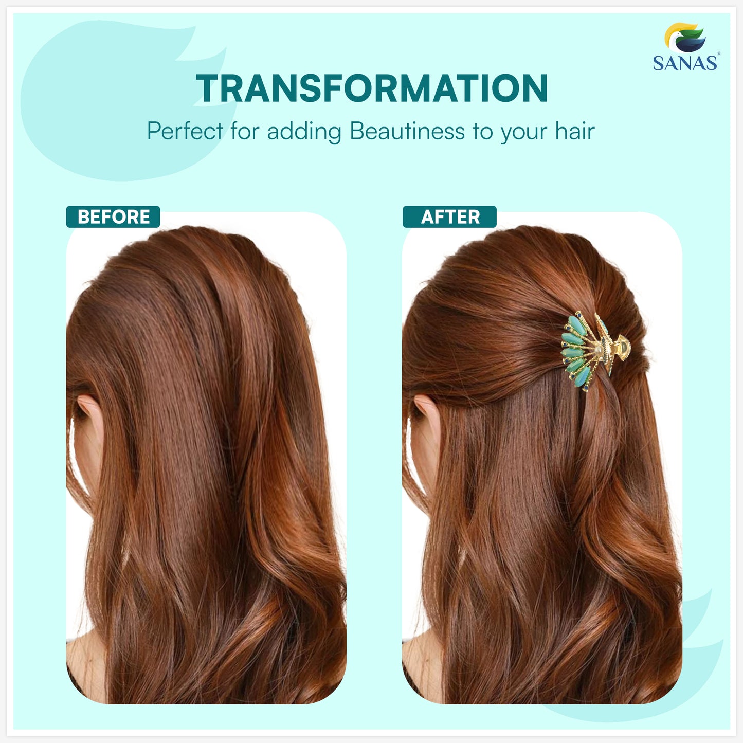 Sanas Blue Stone Hair Clutcher For Women 1 Pc