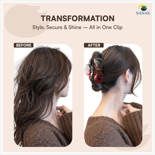 Sanas (2Pcs) Hair Clips For Girls Bow Hair Clips For Women Stylish Clutchers For Hair Claw Clips For Women Aesthetic Fashion Accessories For Girls Teenage Cute Accessories (Black & Dual Tone) (2Pcs)