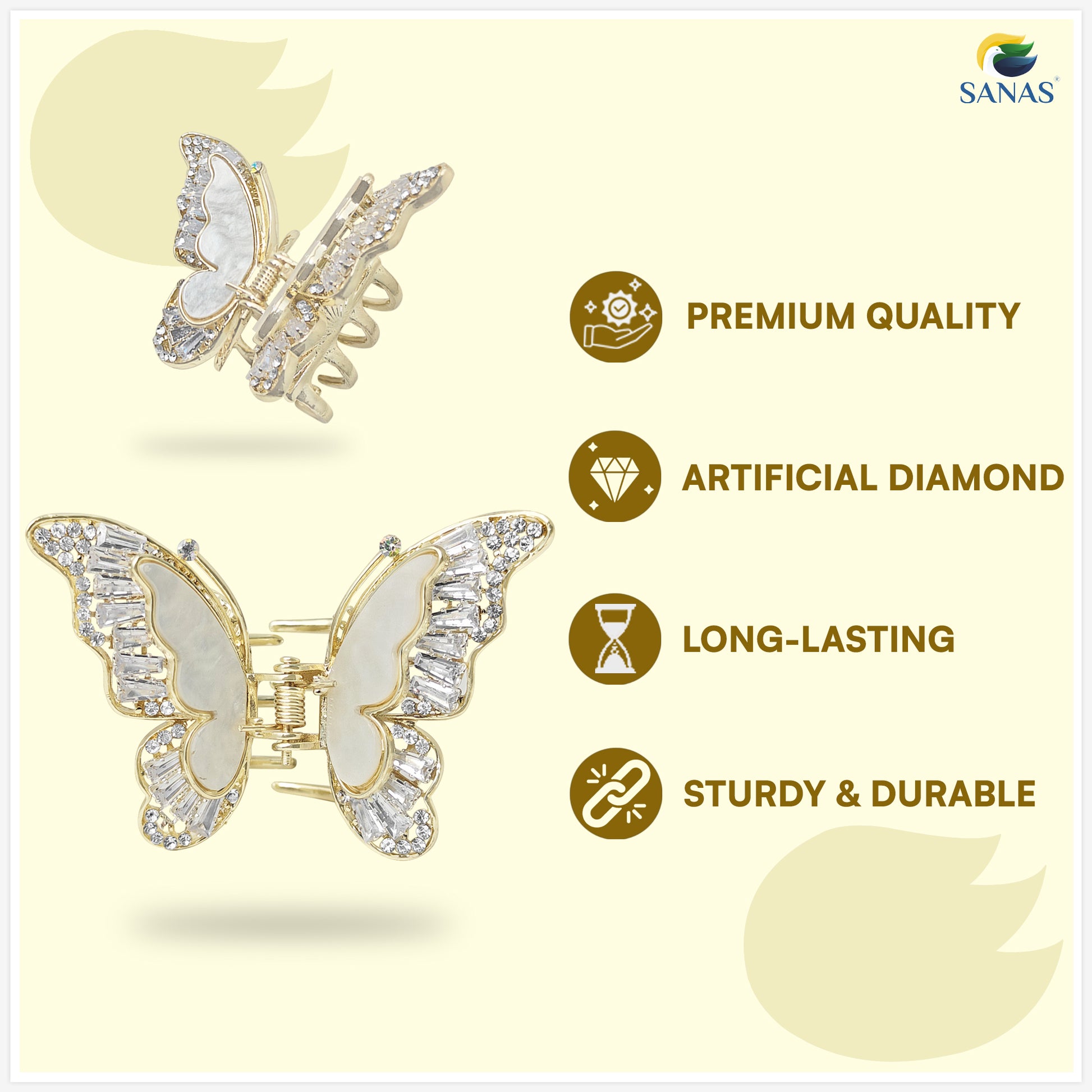 Golden Butterfly Hair Claw Clip for Women | Korean Fashion Hair Accessory