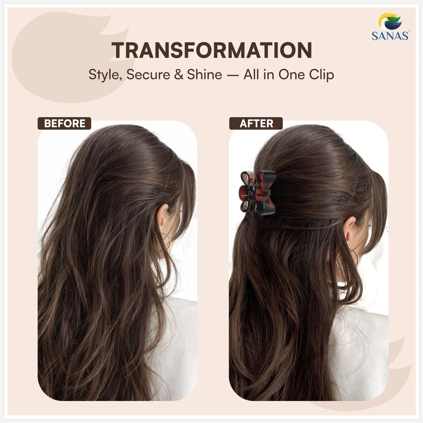 SANAS (3 Pcs) Bow Hair Clips Stylish Korean Claw Clips Aesthetic Cute Hair Accessories for Women and Girls Versatile 3 Shades (3 Pcs)