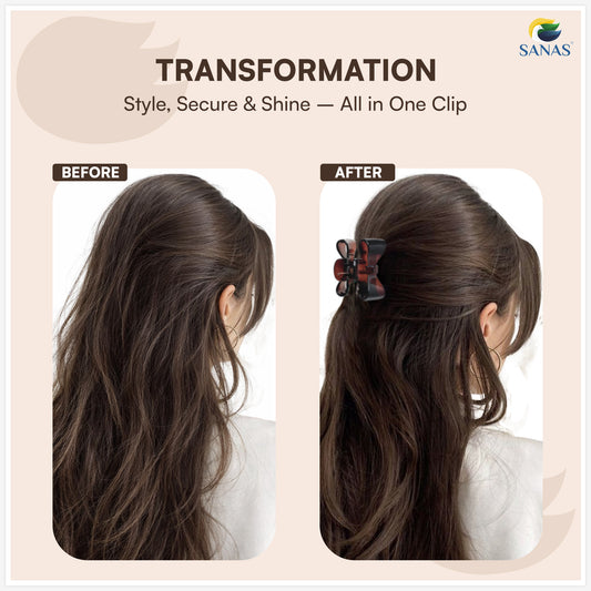 SANAS (3 Pcs) Bow Hair Clips Stylish Korean Claw Clips Aesthetic Cute Hair Accessories for Women and Girls Versatile 3 Shades (3 Pcs)