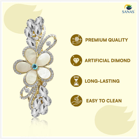 Sanas Golden Crystal Barrette For Women 1 Pc