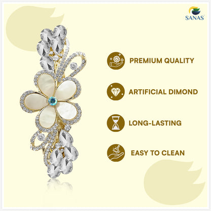 Sanas Golden Crystal Barrette For Women 1 Pc