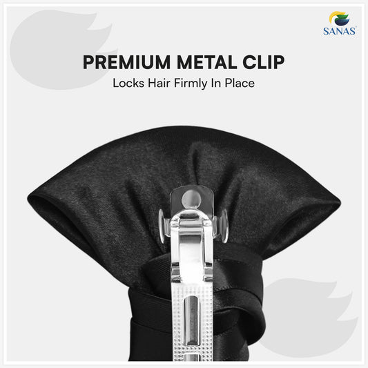 Sanas Plain Barrette Bow Net (Jet Black) 1 Pc