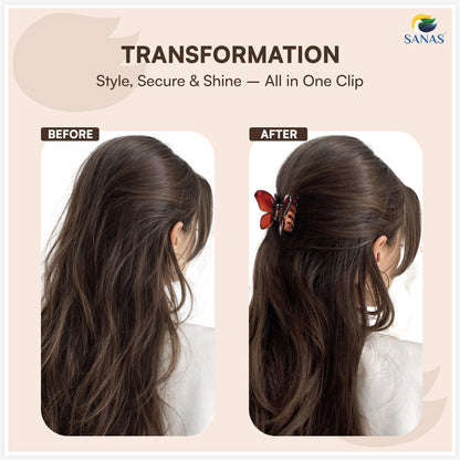 SANAS (3 Pcs) Butterfly Hair Claw Clips Stylish Aesthetic Clutchers Hair Accessories for Women and Girls Versatile 3 Shades (3 Pcs)