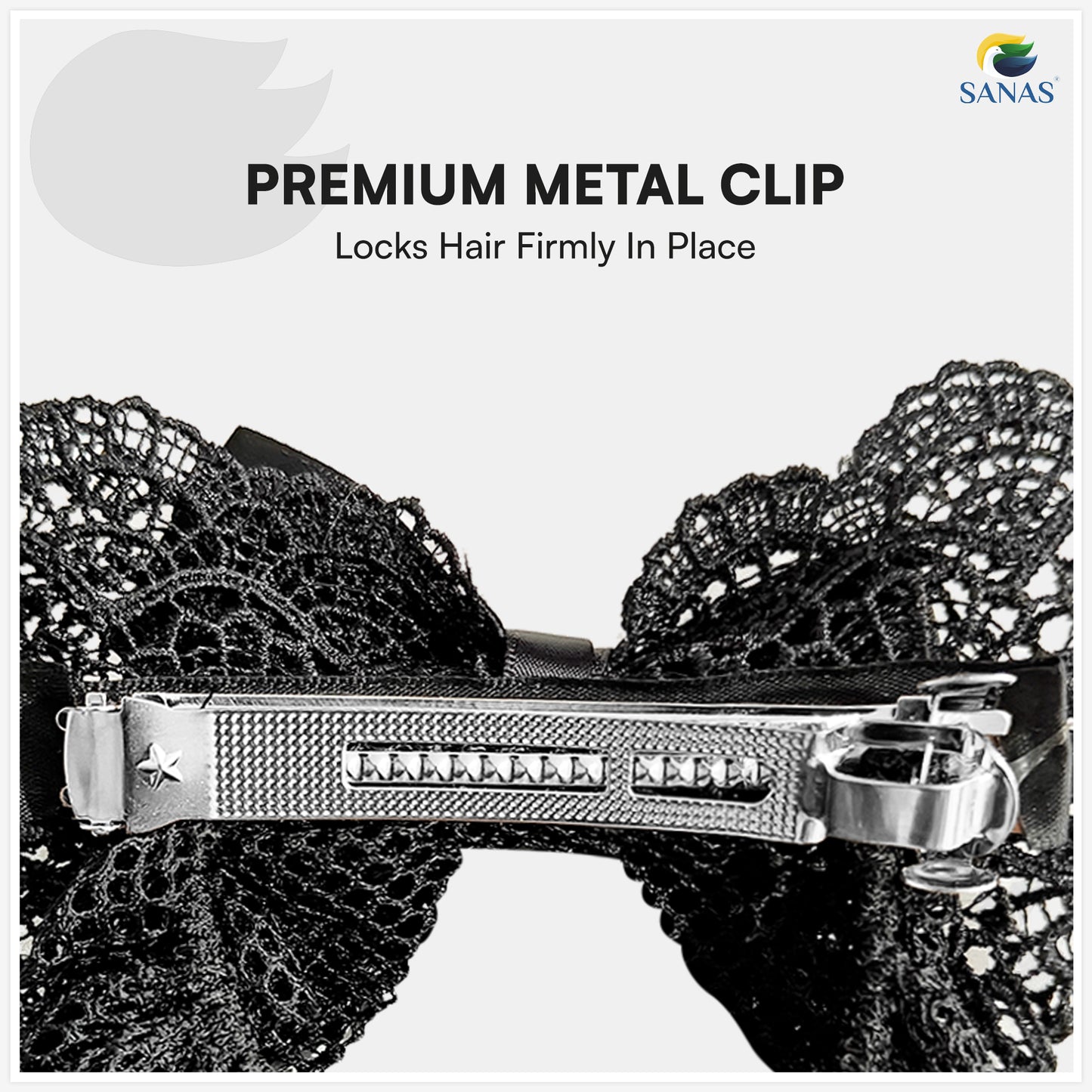 Sanas  Ribbon Barrette Bow Net (Black Net) 1 Pc