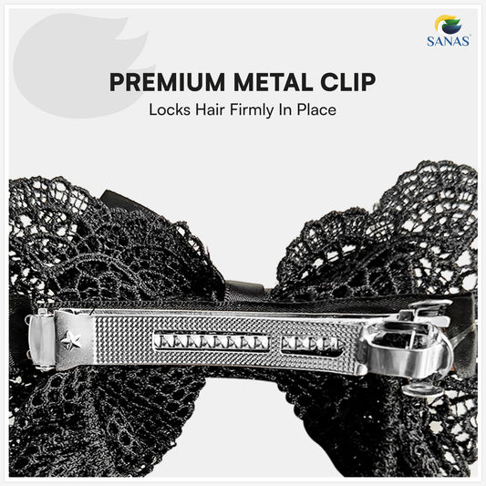Sanas  Ribbon Barrette Bow Net (Black Net) 1 Pc