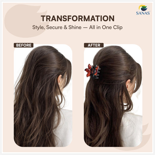 Sanas Flower Clips For Girls (3Pcs) Flower Clips For Women Hair Clips For Women Stylish Clutchers For Hair Claw Clip For Women Aesthetic Fashion Accessories For Girls Teenage (3Pcs)(3 Versatile Shades)