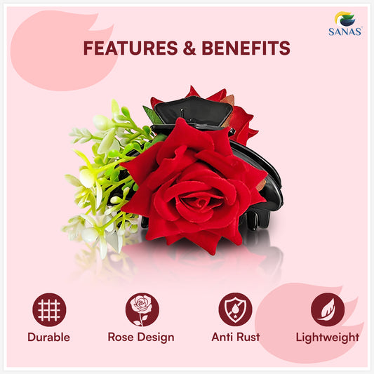 Sanas Red Rose Flower Clutcher For Women 1Pc