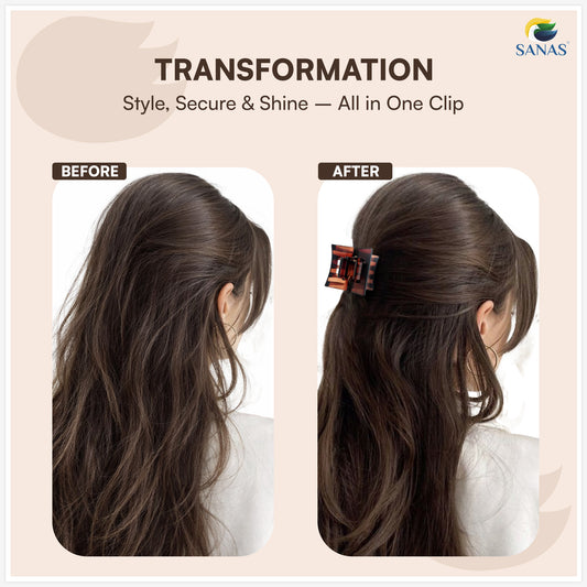 SANAS (3 Pcs) Hair Claw Clips Stylish Aesthetic Clutchers Cute Hair Accessories for Women and Girls Versatile 3 Shades (3 Pcs)