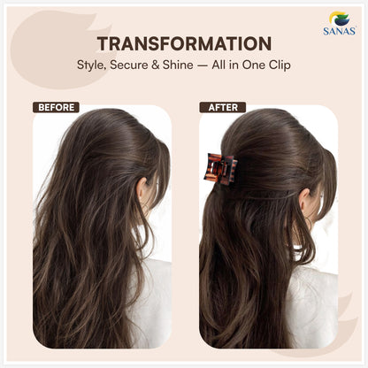 SANAS (3 Pcs) Hair Claw Clips Stylish Aesthetic Clutchers Cute Hair Accessories for Women and Girls Versatile 3 Shades (3 Pcs)