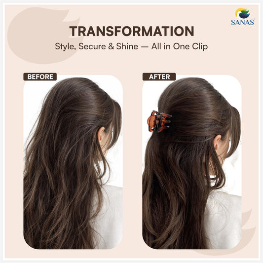 SANAS (4 Pcs) Korean Hair Claw Clips Stylish Aesthetic Clutchers Hair Accessories for Women and Girls Versatile 4 Shades (4 Pcs)