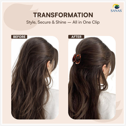SANAS (3 Pcs) Korean Hair Claw Clips Stylish Aesthetic Clutchers Hair Accessories for Women and Girls Black Brown and Dual Tone (3 Pcs)