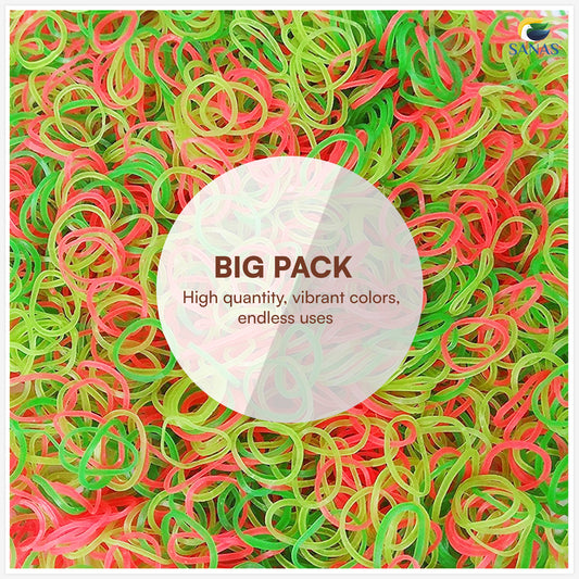 Neon green and pink rubber bands