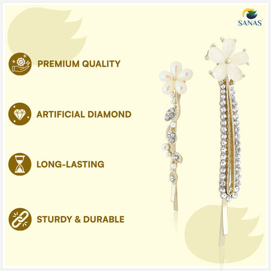 Sanas Flower Bobby Pins For Women 2 Pcs
