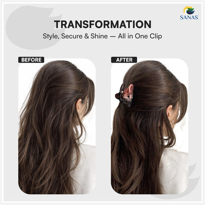 SANAS (2 Pcs) Hair Clips for Girls Stylish Claw Clips Aesthetic Fashion Hair Accessories Versatile Black and Dual Tone (2 Pcs)