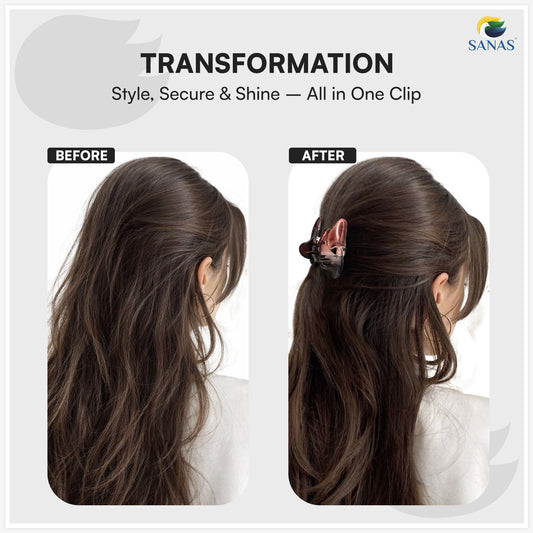 SANAS (2 Pcs) Hair Clips for Girls Stylish Claw Clips Aesthetic Fashion Hair Accessories Versatile Black and Dual Tone (2 Pcs)