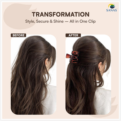 SANAS (3 Pcs) Plastic Hair Claw Clips Stylish Aesthetic Clutchers Hair Accessories for Women and Girls Versatile 3 Shades (3 Pcs)