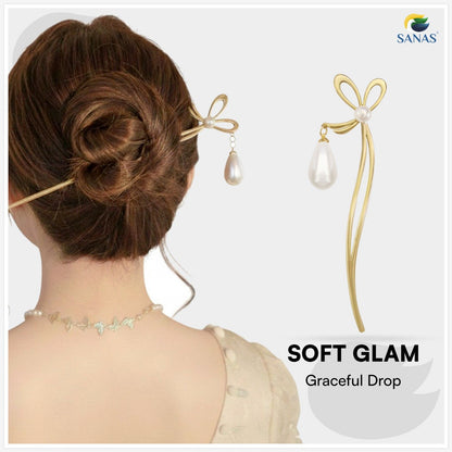 Sanas Juda Stick Set – Pick Any 4 Hair Stick for Bun | French Pins for Hair, Metal & Wooden Hair Stick, Pearl Hair Pin & Bun Holder for Hair | Elegant Hair Sticks for Bun & French Twist Styling for Women