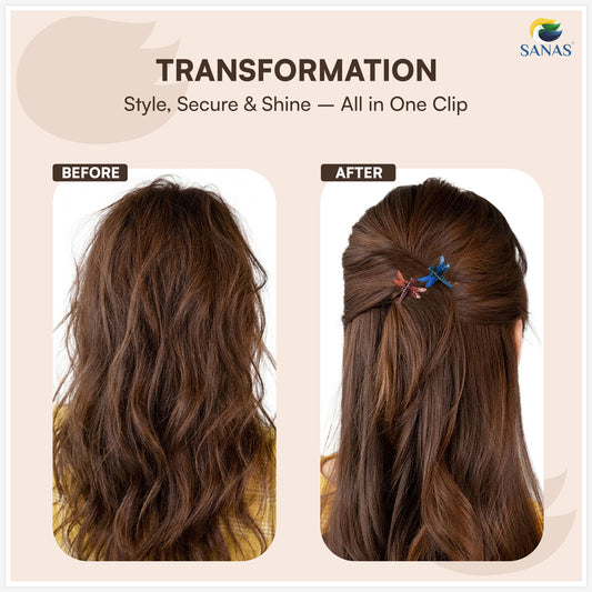 Sanas (4Pcs) Hair Clips For Girls Chic Dragonfly Clutchers For Hair Clips For Women Stylish Claw Clips For Women Aesthetic Cute Hair Accessories Fashion Accessories For Girls Teenage 4 Shades (4Pcs)