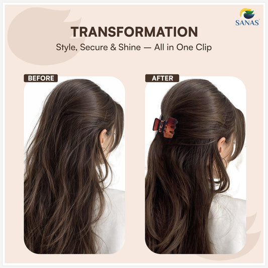 SANAS (4 Pcs) Plastic Hair Claw Clips Stylish Aesthetic Clutchers Hair Accessories for Women and Girls Versatile 4 Shades (4 Pcs)