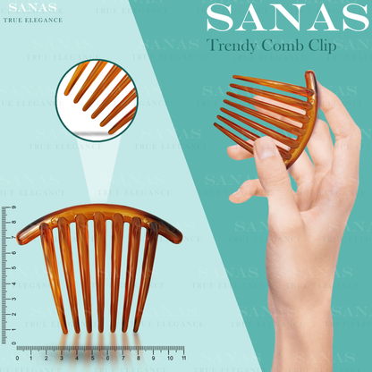 Sanas Wide Tooth Comb For Women Hair - 2Pc (Dark Brown)