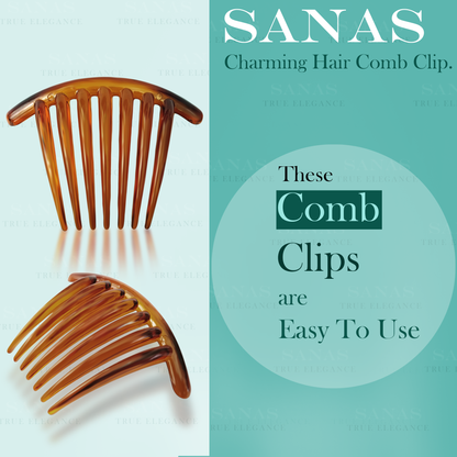 Sanas Wide Tooth Comb For Women Hair - 2Pc (Dark Brown)