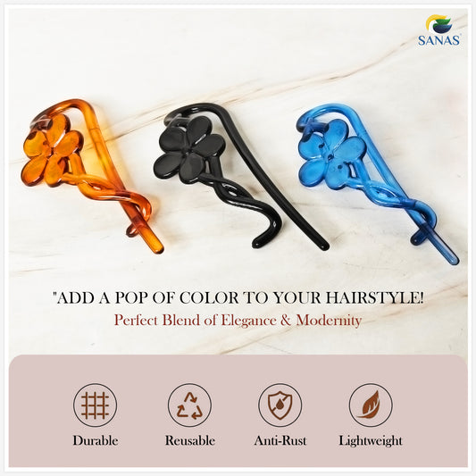 SANAS 4 Pcs Floral Twisted Hair Clips Strong Grip Fashion Hair Accessories for Daily Use 4 Pcs
