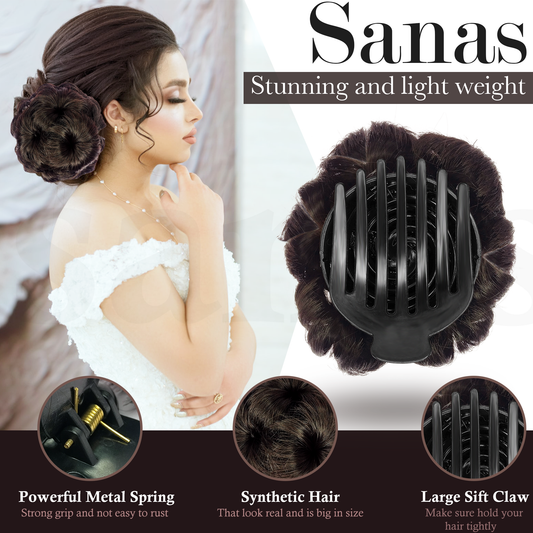 Hair Bun Flower Design Brown