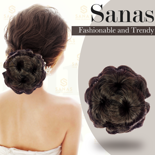 Hair Bun Flower Design Brown