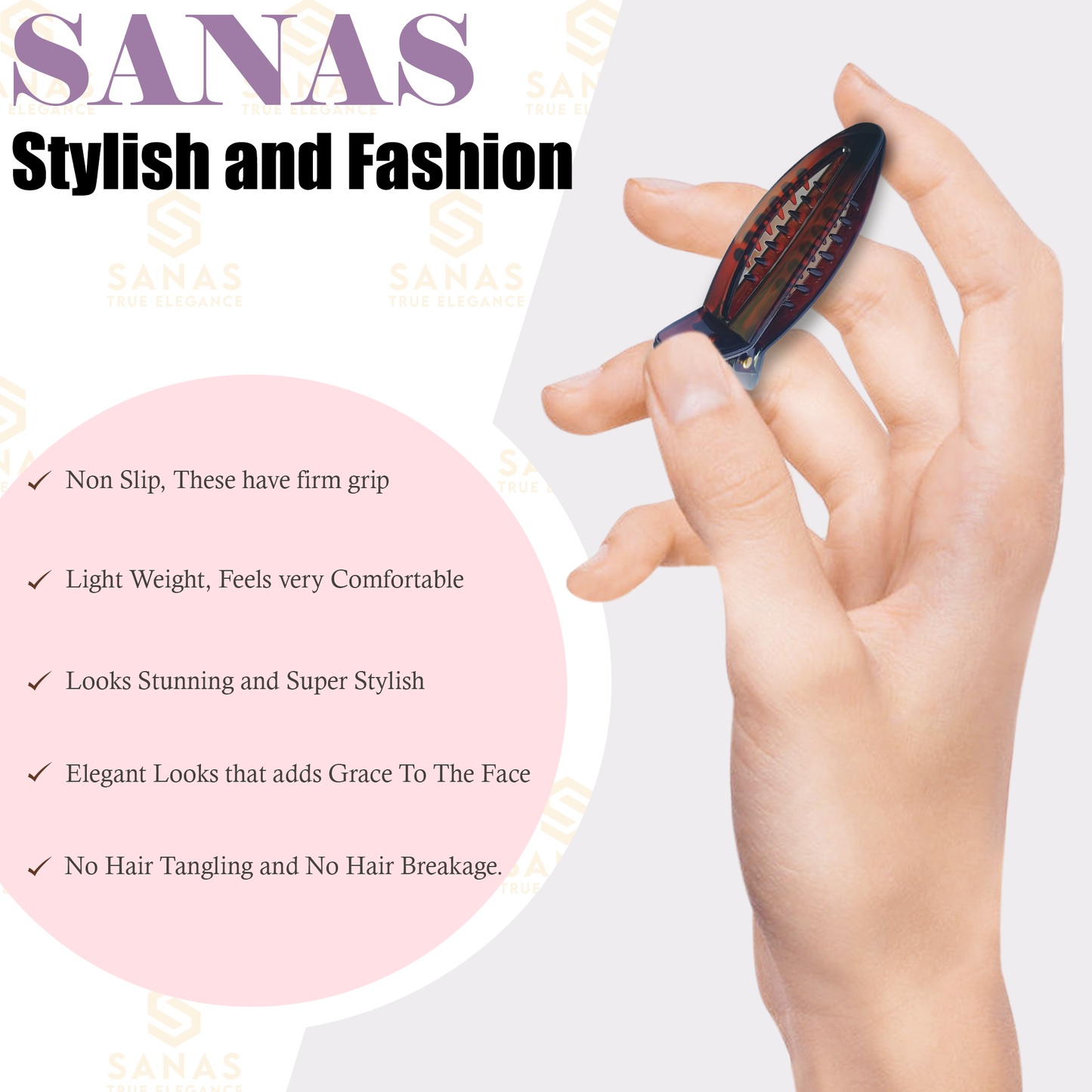 Sanas Korean Hair Accessories Banana Clips - 6Pcs